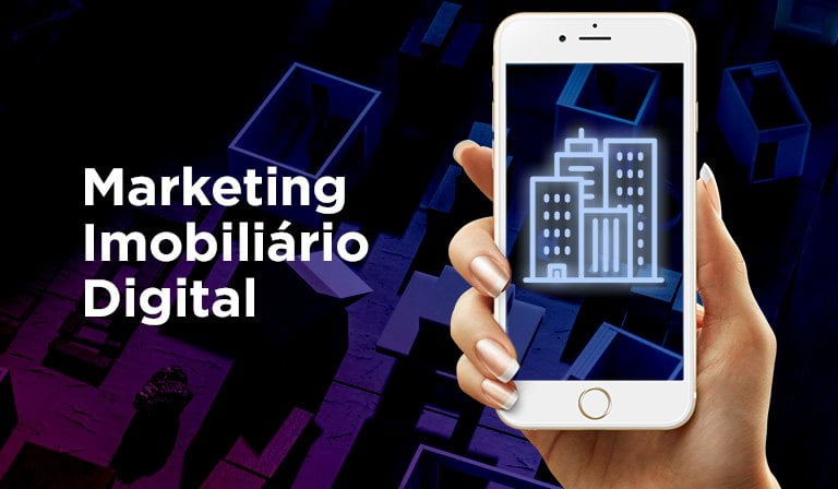 Mão feminina segurando Smartphone com imóveis na tela